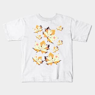 Mustard Autumn leaves Kids T-Shirt